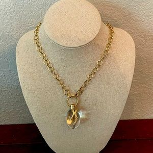 Gold Stella & Dot Crystal Snake Pendant Necklace